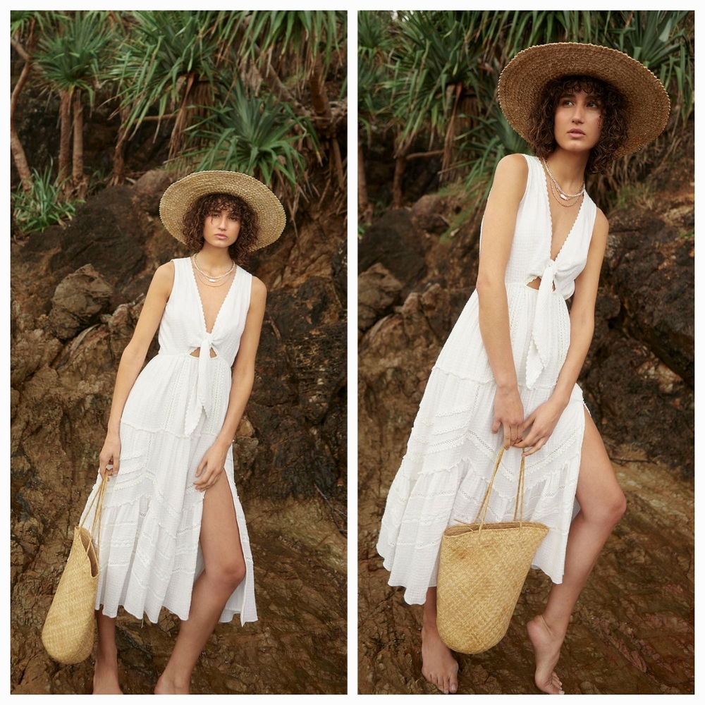 Hemant and Nandita Juhi Midi Dress in White XS NWT - Picture 3 of 10